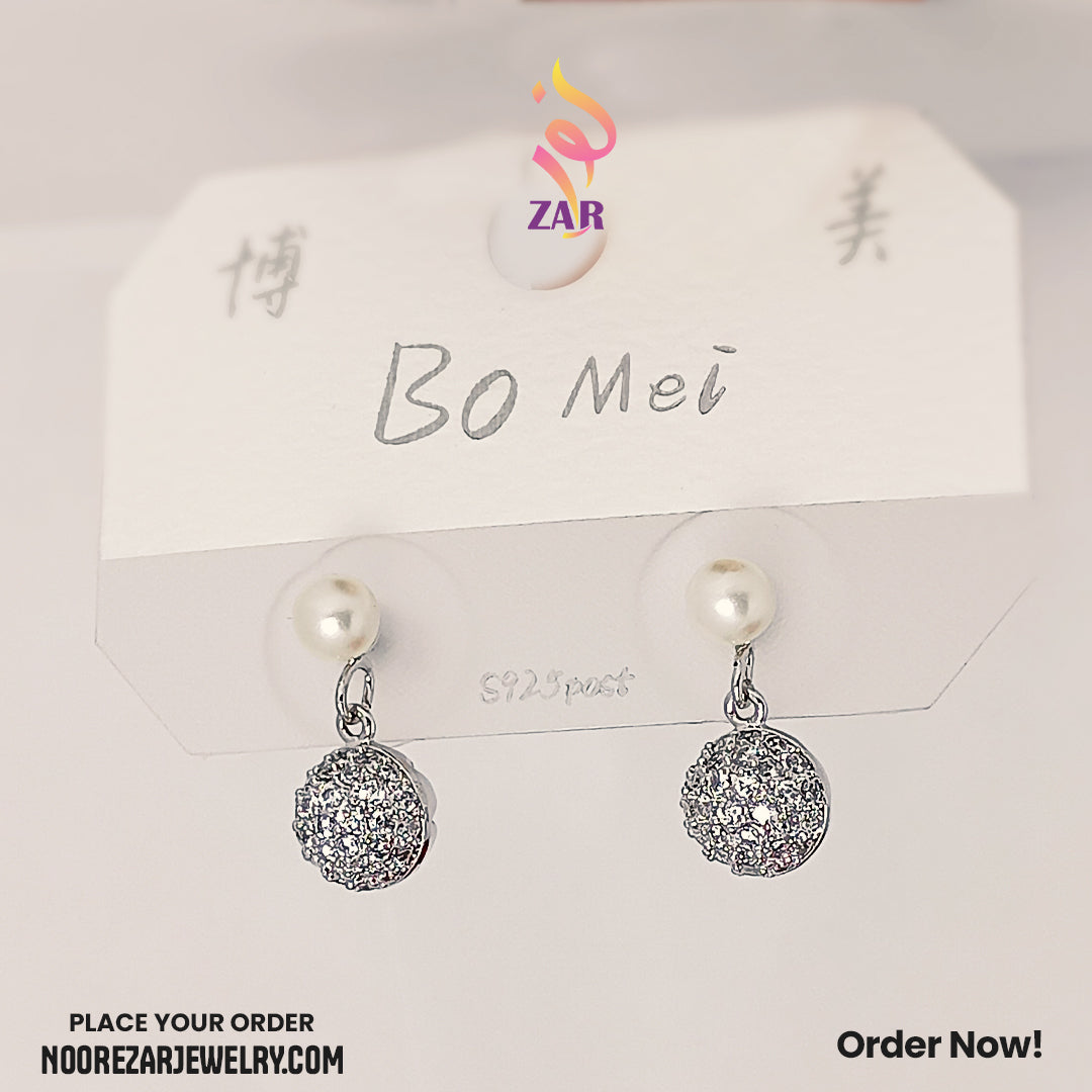 Elegant Pearl & Zircon Drop Stud Earrings