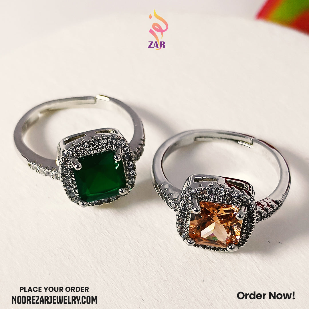 Elegant Crystal Gemstone Rings | Adjustable Size Fit for ALL