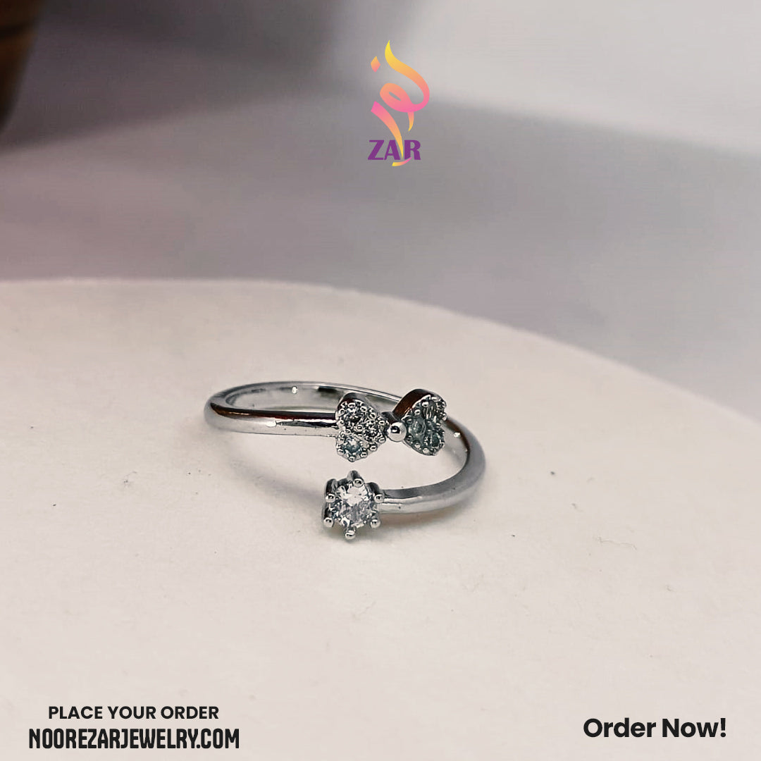 “Twinkle Hearts” Adjustable Silver Ring – Sparkling Gift of Love