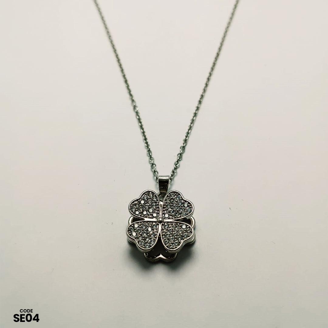 Noor e Zar Sparkling Flower Necklace & Ring Set | SE04