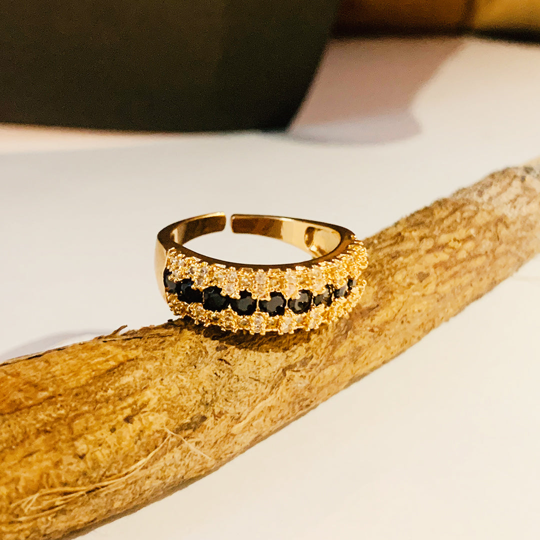 Adjustable Gold-Plated Zircon Ring | R03