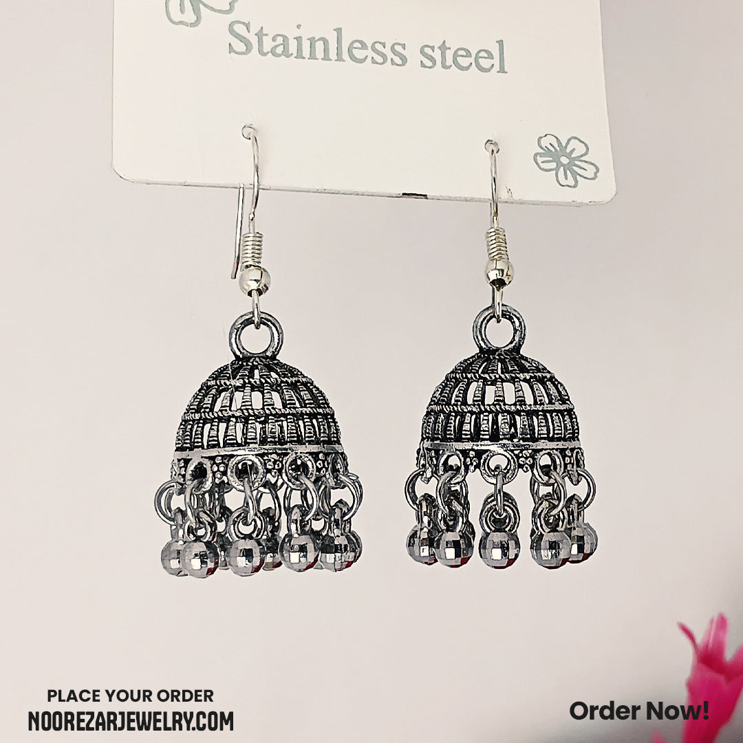 Antique Silver Oxidized Jhumka Earrings | Desi charm that never fades