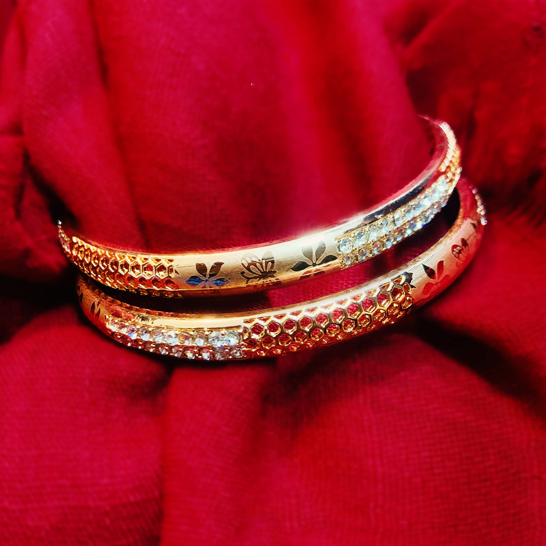 Traditional Gold Bangles | Pack of 2 | Premium Kara Set | B07