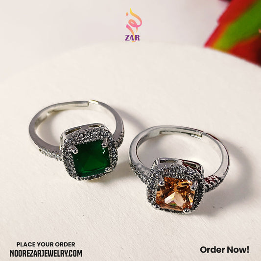 Elegant Crystal Gemstone Rings | Adjustable Size Fit for ALL