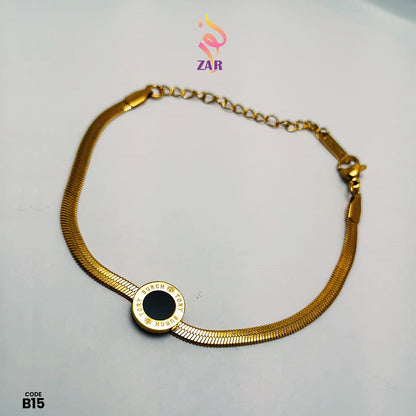 Gold-Plated Elegant Bracelet with Black Accent | B15