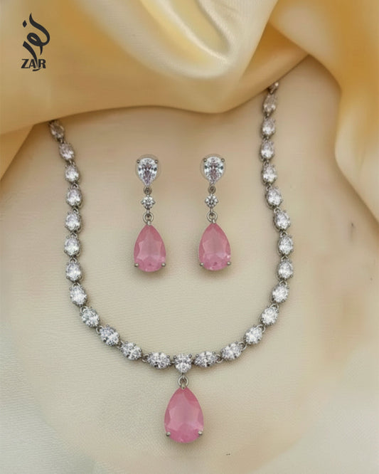 Sparkling Teardrop Necklace & Earrings Set - Crystal Jewelry