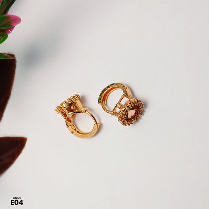 Elegant Gold & Blue Halo Design Earrings | E04