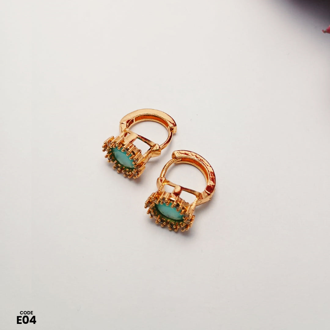 Elegant Gold & Blue Halo Design Earrings | E04