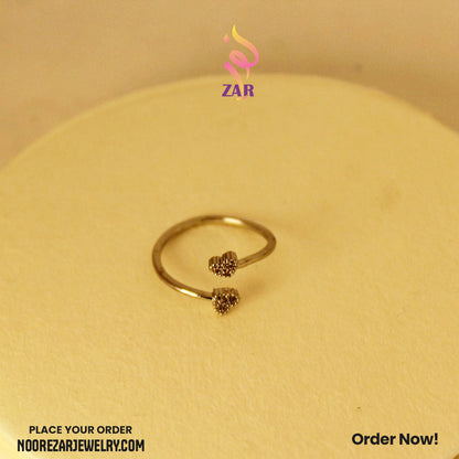 Elegant Silver-Tone Adjustable Double-Heart Ring | R09