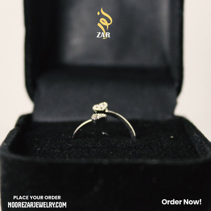 Elegant Silver-Tone Adjustable Double-Heart Ring | R09