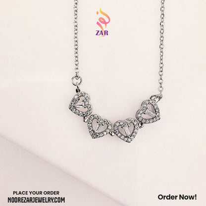 Magnetic Silver Clover Heart Pendant – Stylish Lucky Charm Necklace