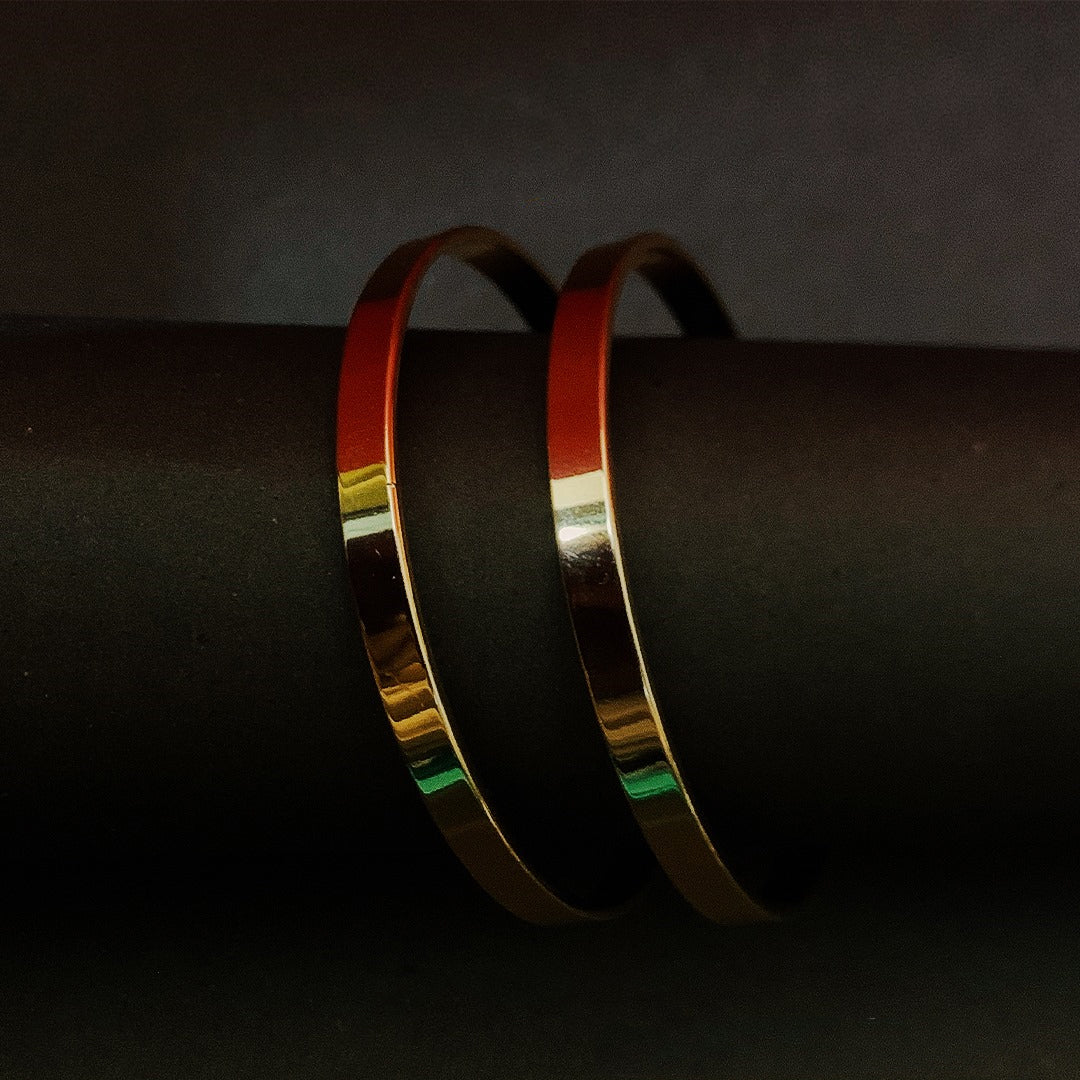 Pack of 2 Plain Golden Color Stainless Steel Bangles Jewelry Kara | B09