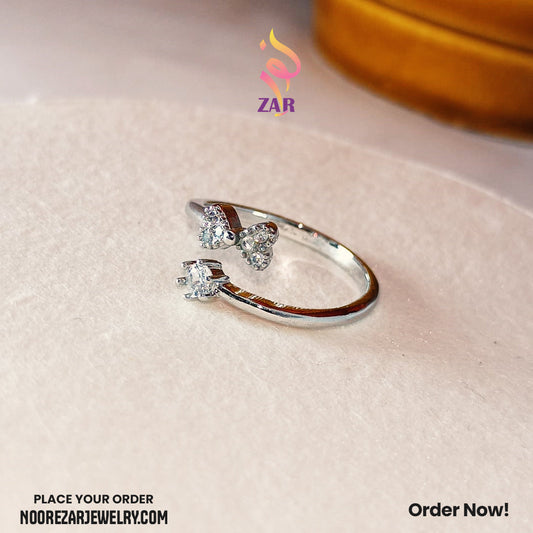 “Twinkle Hearts” Adjustable Silver Ring – Sparkling Gift of Love