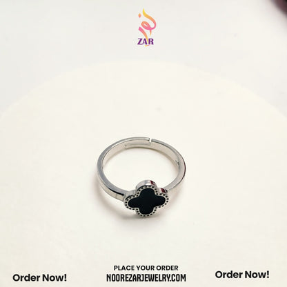 Elegant Silver Clover Ring and Bracelet Set | Adjustable & Timeless Design
