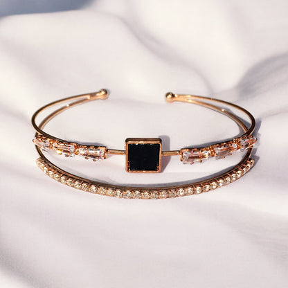 Elegant Dual-Layered Square Bracelet | Adjustable | B06