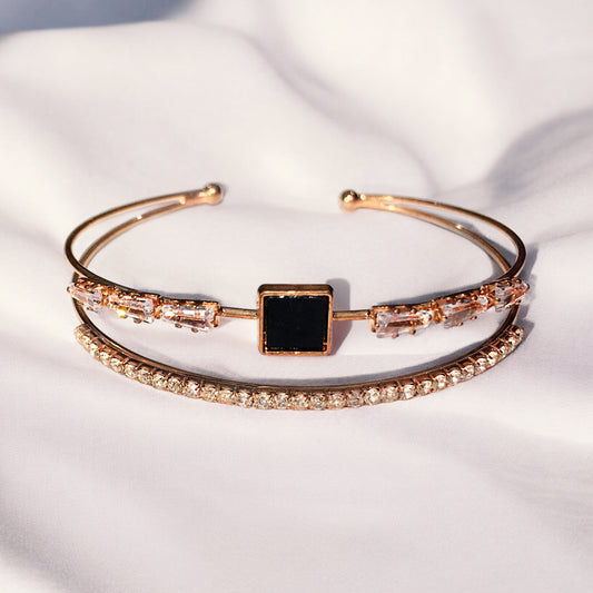 Elegant Dual-Layered Square Bracelet | Adjustable | B06