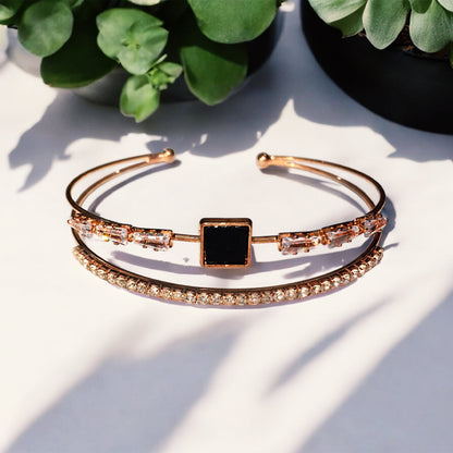 Elegant Dual-Layered Square Bracelet | Adjustable | B06